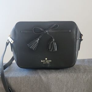 Kate Spade Camera Bag Pebbled Leather Black Crossbody